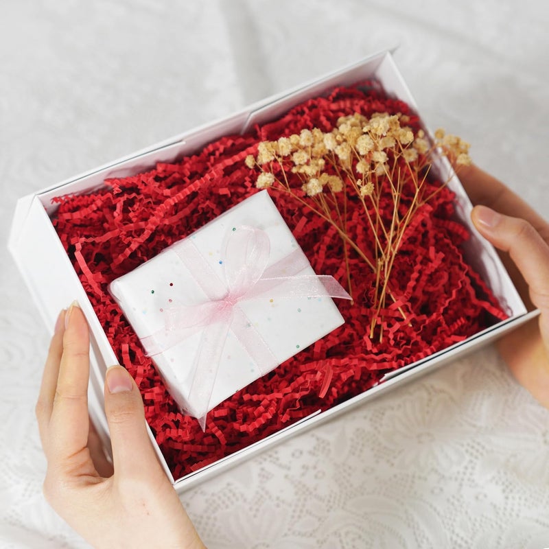 ROSYJUNE 1LB Crinkle Cut Paper Shred Filler, Red Shredded Paper for Gift Baskets Boxes Filling, Birthday Wedding Valentines Day Decoration - Image 4